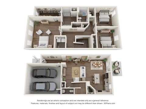 Floor plan for 3 beds, 2.5 baths, 1874 sqft